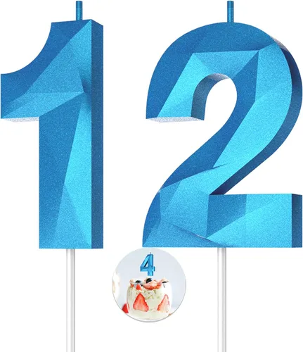 Vista 156 de Velas de cumpleaños con números (0 velas negras), forma de diamante 3D, decoración de pastel de feliz cumpleaños para niños y hombres, cumpleaños