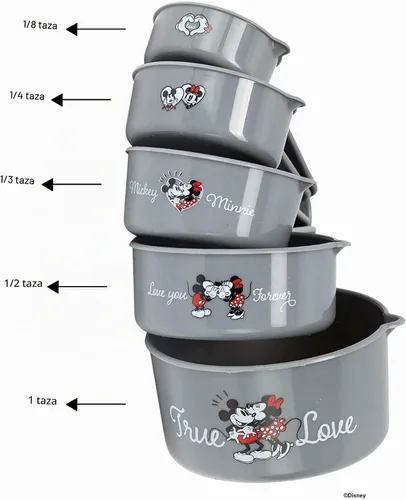 Vista 6 de Vasos medidores de Mickey y Minnie Mouse de Disney Tazas medidoras de Mickey Mouse con temática de amor adorable para cocina