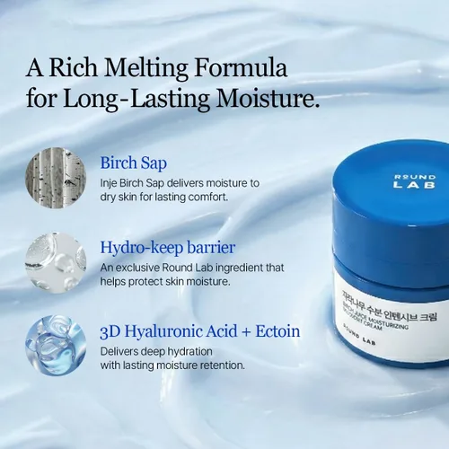 Vista 8 de ROUND LAB Crema intensiva hidratante de jugo de abedul de 1.69 onzas líquidas, crema facial de hidratación profunda con savia de abedul y ácido