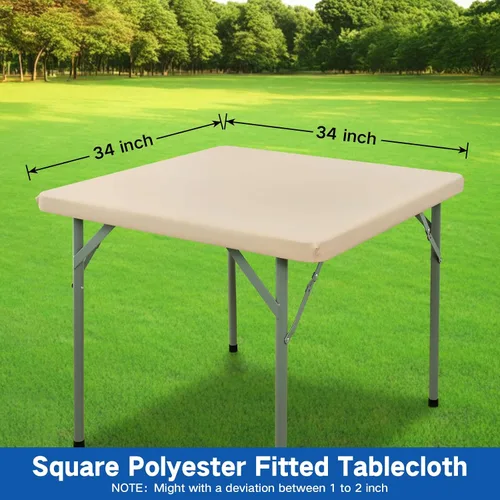 Vista 9 de Mantel Cuadrado Elástico Ajustable, Cubierta de Mesa de Poliéster Resistente al Viento, Mantel Resistente a Rayones y Lavable para Mesas Plegables