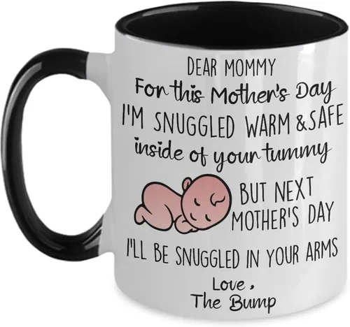 Vista 4 de Regalo para mamá para el día de la madre, regalo de embarazo para mamá nueva taza de bebé por nacer primer día de la madre para futuras mamás