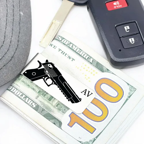Vista 2 de Police Gun Money Clip Personalized Men's Wallet Initials Police Officer Gun Initials Money Wallet Personal Money Wallet Clip Police Weapon GUN-MONEY