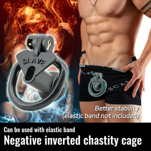 Vista 2 de Juego de dispositivos de castidad ligeros y transpirables con 4 penisrings invertidos Sissy Cock Cage SM Juguetes sexuales para adultos con bloqueo