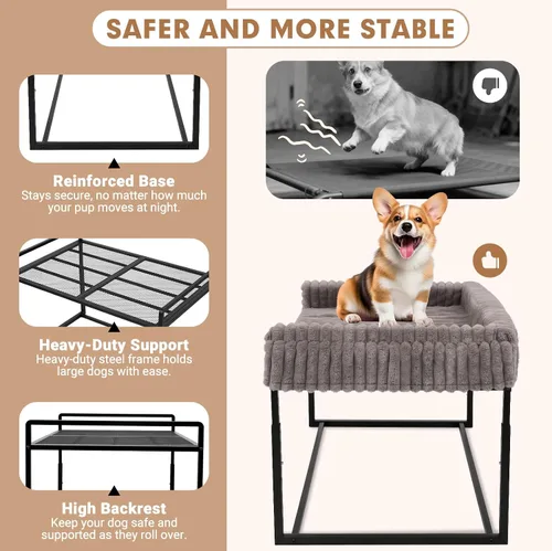 Vista 8 de Cama de noche para perro, altura ajustable, cama elevada para perros
