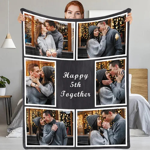 Vista 15 de Regalos personalizados para parejas: manta personalizada con fotos, manta personalizada con fotos, regalos de cumpleaños para novio, novia, esposa