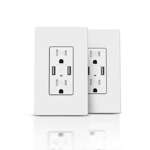 Vista 12 de TOPELER Toma de corriente de carga USB negra de 4.8 A, receptáculo dúplex resistente a manipulaciones de 15 amperios, enchufe eléctrico con puertos