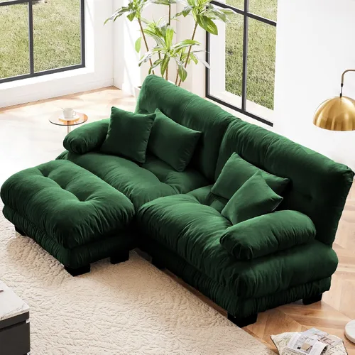 Vista 24 de KEIKI Sofá modular de 94 pulgadas con 4 almohadas, cómodo juego de sofá biplaza Cloud para sofá de asiento profundo suave y profundo, sofá biplaza