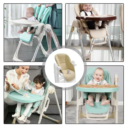 Vista 4 de LAFANDE Fundas para silla alta para bebé, cojín para silla de comedor de bebé, cojín transpirable, piel sintética con asiento acolchado para Peg