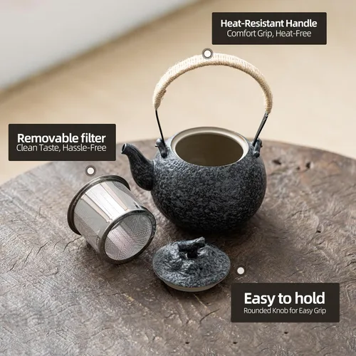 Vista 3 de TEANAGOO Juego de té japonés, juegos de té chino, tazas de té japonés de porcelana, juego de té chino de gongfu, juego de té asiático para adultos