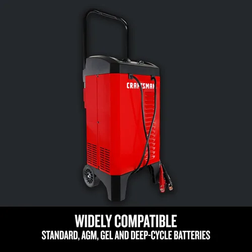 Vista 3 de CRAFTSMAN Cargador de batería de coche manual con ruedas 6A y arrancador de motor de 175A, solución 2 en 1, control por temporizador, impulso de 25