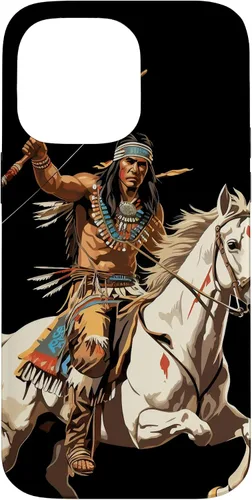 Vista 21 de Funda para iPhone 16 nativo americano jefe indio caballero guerrero Cherokee