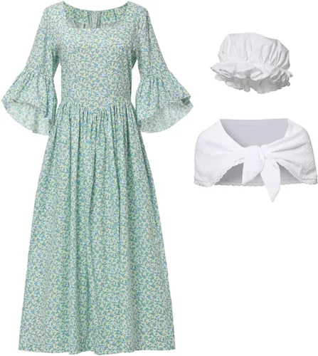 Vista 7 de GRACEART Disfraz de Pioneer Mujer Vestido de Pradera Colonial para Mujer 100% Algodón