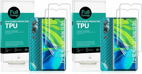 Vista 8 de Ibywind Protector de pantalla para Mi Note 10 Lite (2 unidades), película de TPU flexible, con 1 protector de lente de cámara, 1 película trasera