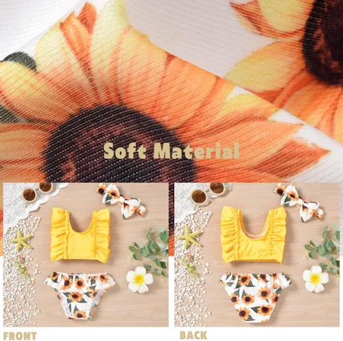 Vista 5 de Aalizzwell Traje de baño de bikini para bebé niña con diadema