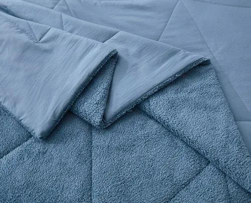 Vista 6 de Chezmoi Collection Zane - Juego de edredón Sherpa de 2 piezas, juego de ropa de cama reversible de microfibra lavada de doble cara