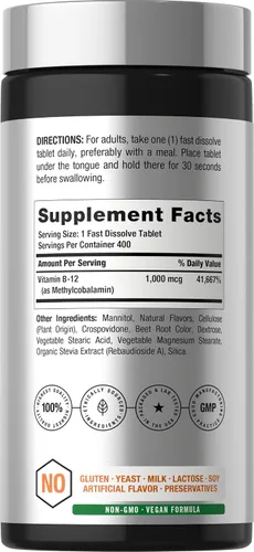Vista 2 de Horbaach Vitamina B12 1000 mcg Sublingual 400 tabletas de disolución
