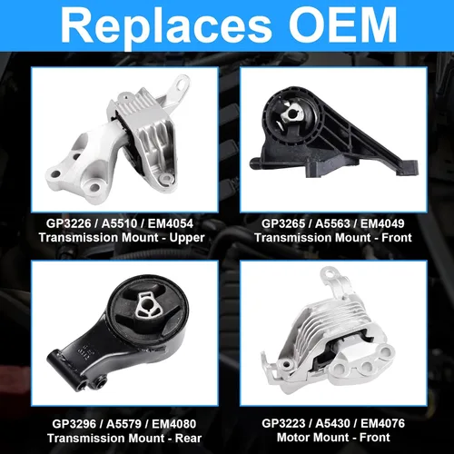 Vista 2 de Juego de montaje de motor y montaje de transmisión compatible con Chevrolet Cruze 2011-2017 1.4L transmisión automática Paquete de 4 reemplazos #