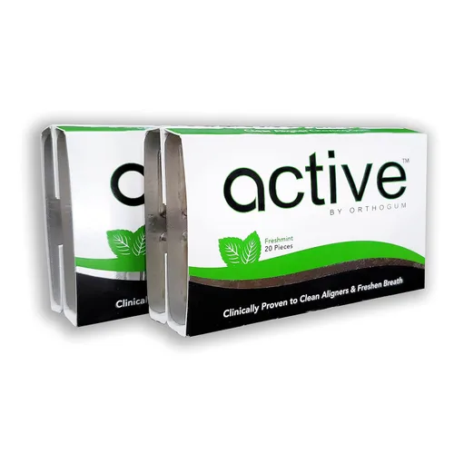 Vista 9 de Active Orthodontic - Goma de mascar para aparatos ortopédicos y alineadores transparentes, refresca el aliento, paquete de 8, 160