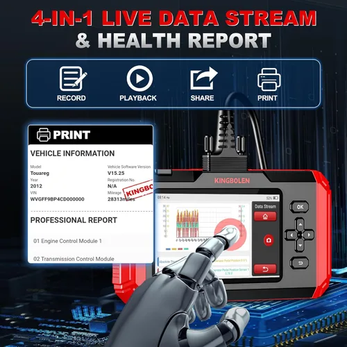 Vista 5 de KINGBOLEN Escáner OBD2 S500 Escáner de Automóviles, Herramienta de Diagnóstico con Actualización Gratuita de por Vida y 6 Reseteos, Reseteo