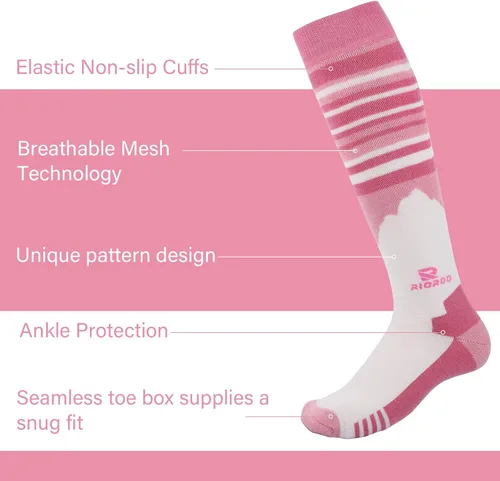 Vista 2 de RIOROO Calcetines de esquí de lana merino, paquete de 23 pares de calcetines de esquí y snowboard para hombres, mujeres y jóvenes, calcetines