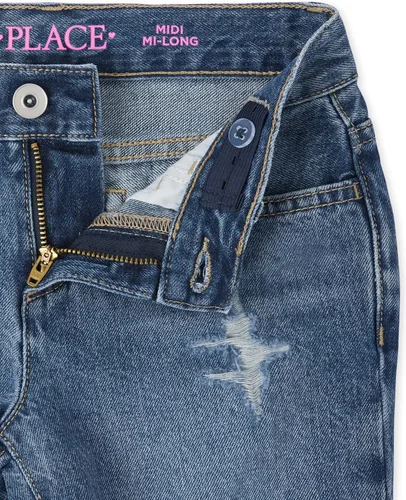 Vista 2 de The Children's Place Girls' Denim Midi Shorts