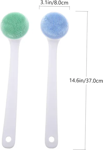 Vista 8 de FOMIYES Cepillo de baño de mango largo 2 unids cepillo corporal para exfoliante de silicona para limpieza de masaje de baño