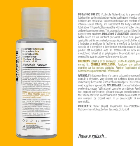 Vista 2 de LubeLife Lubricante a base de agua - Lubricante personal para hombres, mujeres y parejas, tamaño de viaje, no mancha, fácil de limpiar, seguro