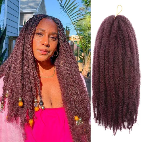 Vista 11 de ToyoTress Bob Marley Twist Hair - 8 Pulgadas Paquete de 6 Cabello Marley Negro Corto Para Locs Falsos, Extensiones de Cabello Rizado Afro Kinky
