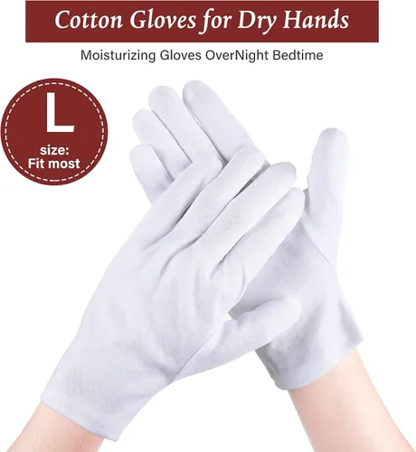 Vista 4 de Geyoga Juego de calcetines y guantes hidratantes, 6 pares de calcetines de spa y 6 pares de guantes blancos para manos y pies secos y agrietados