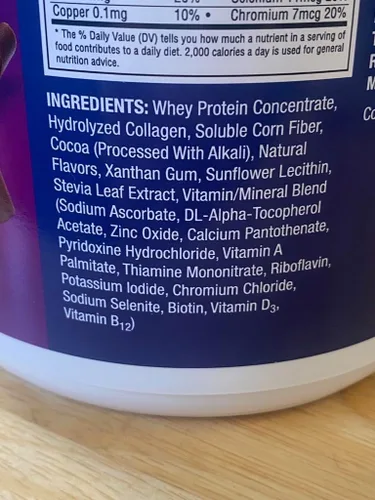 Vista 7 de Pure Protein Polvo todo en uno, chocolate rico, suero de leche y colágeno, alto en fibra, vitaminas, sin azúcar añadido, sin OMG, sin gluten, 1.25