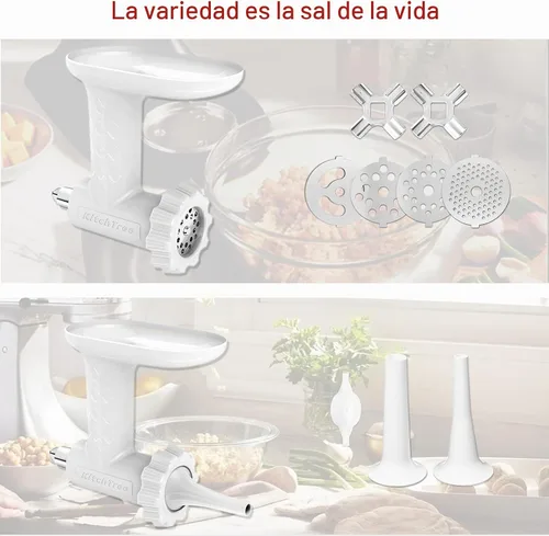 Vista 6 de KITCHTREE Accesorio para picadora de carne para batidoras de pie KitchenAid, incluye accesorio para molinillo de alimentos y accesorio de relleno