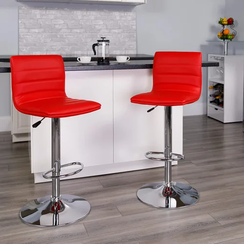 Vista 85 de Flash Funiture silla de bar ajustable con base cromada, Vinilo, Gris
