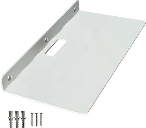 Vista 10 de Pequeño estante flotante – 6 pulgadas, soporte de pared de metal negro, estantes flotantes de pared para router, cámara, plantas, baño, cocina