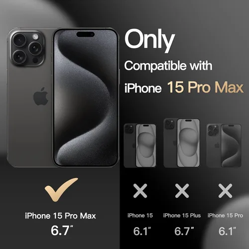 Vista 2 de JETech Funda para iPhone 15 Pro Max de 6.7 pulgadas, resistente protección resistente de doble capa, a prueba de golpes, funda protectora resistente