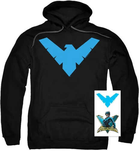 Vista 2 de Popfunk Sudadera clásica con capucha y calcomanías con logotipo de Nightwing