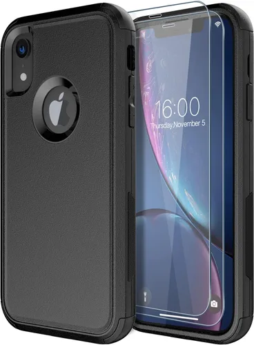Vista 22 de Diverbox Funda para iPhone XR [Protector de Pantalla de Vidrio Templado] [A Prueba de Golpes] [A Prueba de Caídas] Funda de Teléfono de Protección