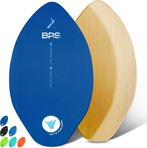 Vista 8 de BPS Skimboard 'Shaka' de Nueva Zelanda con almohadillas de agarre EVA de colores y capa transparente de alto brillo tablas de madera para aventuras