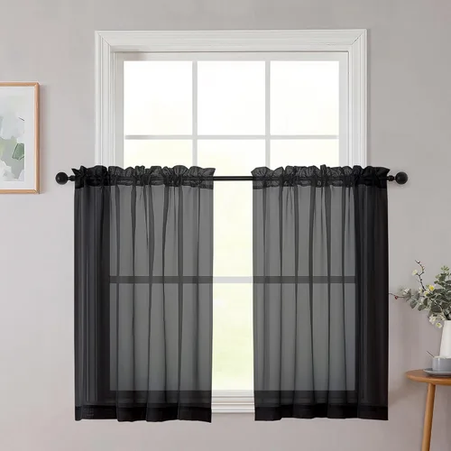 Vista 239 de 2 paneles de cortinas traslúcidas blancas para dormitorio, sala de estar, 96 pulgadas de largo, modernas, suaves, ligeras, con bolsillo para barra