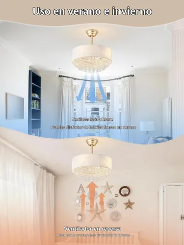 Vista 5 de Ventilador de techo bohemio con luz, lámpara de araña enjaulada sin aspas de 20 pulgadas con luces para dormitorio, sala de estar, araña de granja