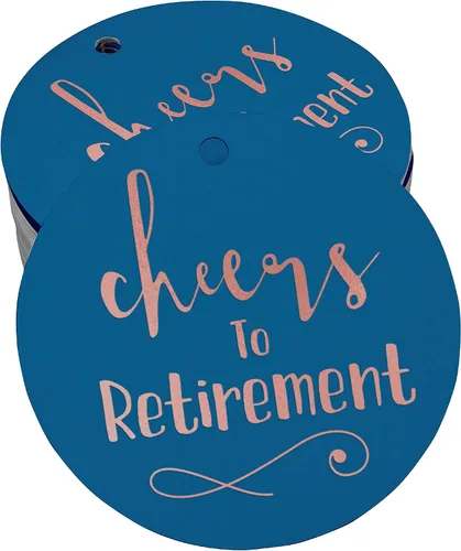Vista 63 de Etiquetas de papel para colgar con texto en inglés "Cheers to Retirement Wall" (50 unidades)