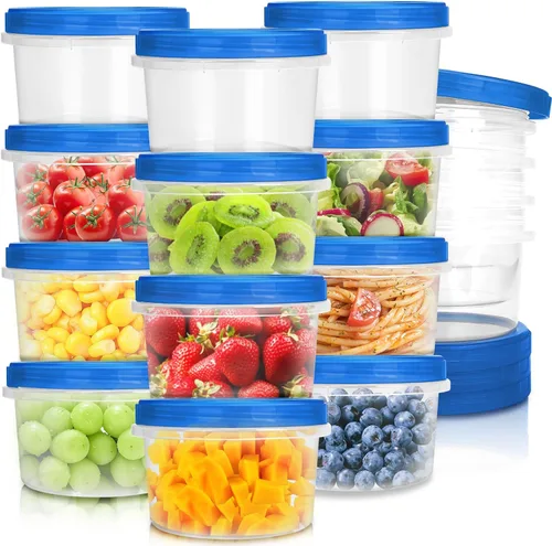 Vista 8 de Recipientes para aderezo de ensalada, [8 unidades x 2 onzas] reutilizables, fáciles de abrir, aderezo, condimento, salsa, recipientes para dip