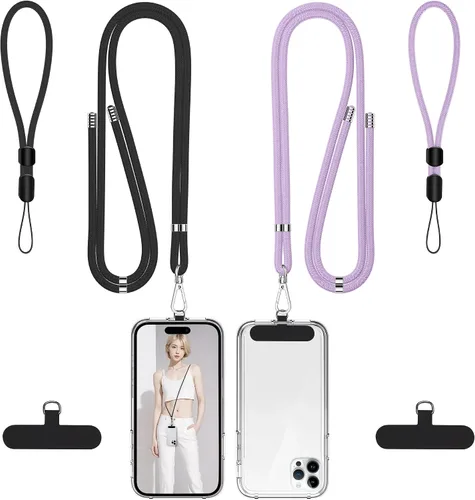 Vista 16 de Cordon para teléfono celular, cordon cruzado para teléfono con correa de cuello ajustable y paquete de 2 correas de muñeca para teléfono con parches