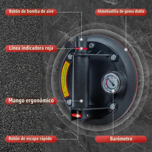 Vista 7 de 2 paquetes de ventosas de vidrio de 8" para levantar vidrio grande, máxima carga 960lbs, ventosas de succión para ventanas resistentes, ventosas