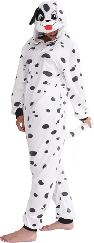 Vista 3 de vavalad Adult Animal Dalmatian Onesie Pajamas Christmas Costume Cosplay Homewear One Piece Pajamas for Women Men