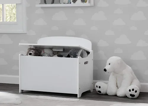 Vista 6 de Delta Children GapKids Deluxe Toy Organizer MySize Deluxe Toy Box - Gris/Blanco y Blanco Bianca