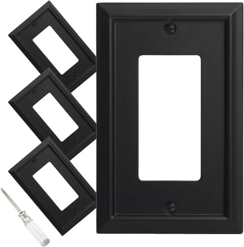 Vista 8 de Placa de pared, cubiertas de toma de corriente dúplex, cubierta de interruptor de luz negro mate - Placa de cubierta de toma de corriente eléctrica