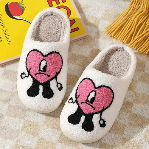 Vista 6 de Zapatos casuales para parejas, lindas pantuflas para mujeres y hombres, pantuflas de forro polar de dibujos animados, pantuflas de felpa