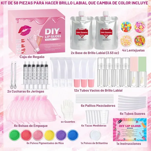 Vista 2 de Jcoos Kit de fabricación de brillo de labios, kit de brillos de labios para hacer tu propio lápiz labial, brillo de labios que cambia