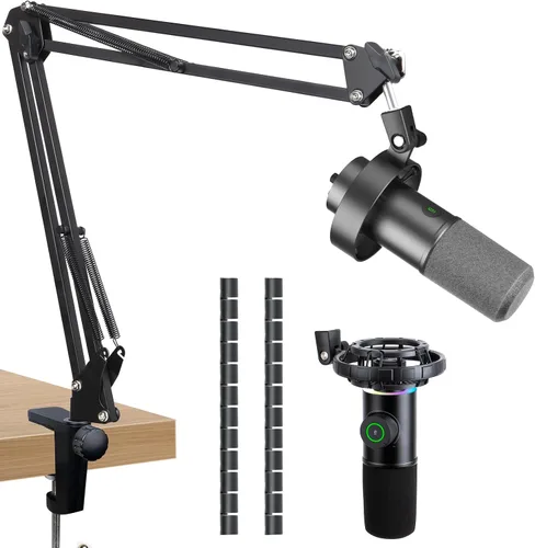 Vista 11 de SUNMON Brazo de Boom - Brazo de Boom de Micrófono de Tijeras de Metal con Adaptador de 3/8'' a 5/8'', Soporte de Micrófono K688 con Funda para Cable