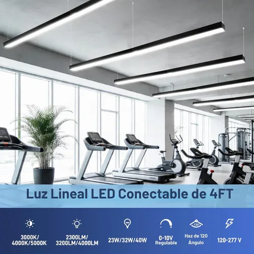 Vista 4 de hykolity Luz LED de canal lineal suspendida arquitectónica de 4 pies enlazable, 23/32/40W 3000K/4000K/5000K CCT seleccionable, accesorio